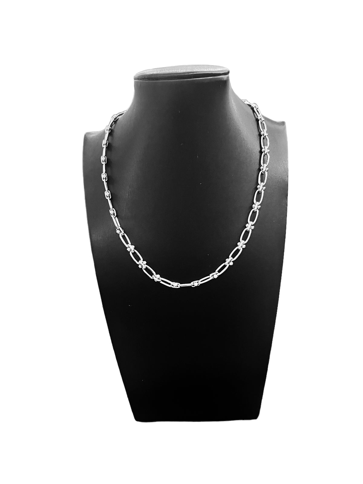 Necklace Steel Link Chain with flower beads 12X6mm