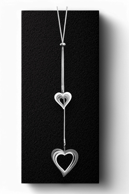 Double Adjustable Steel Pendant Illusion Hearts