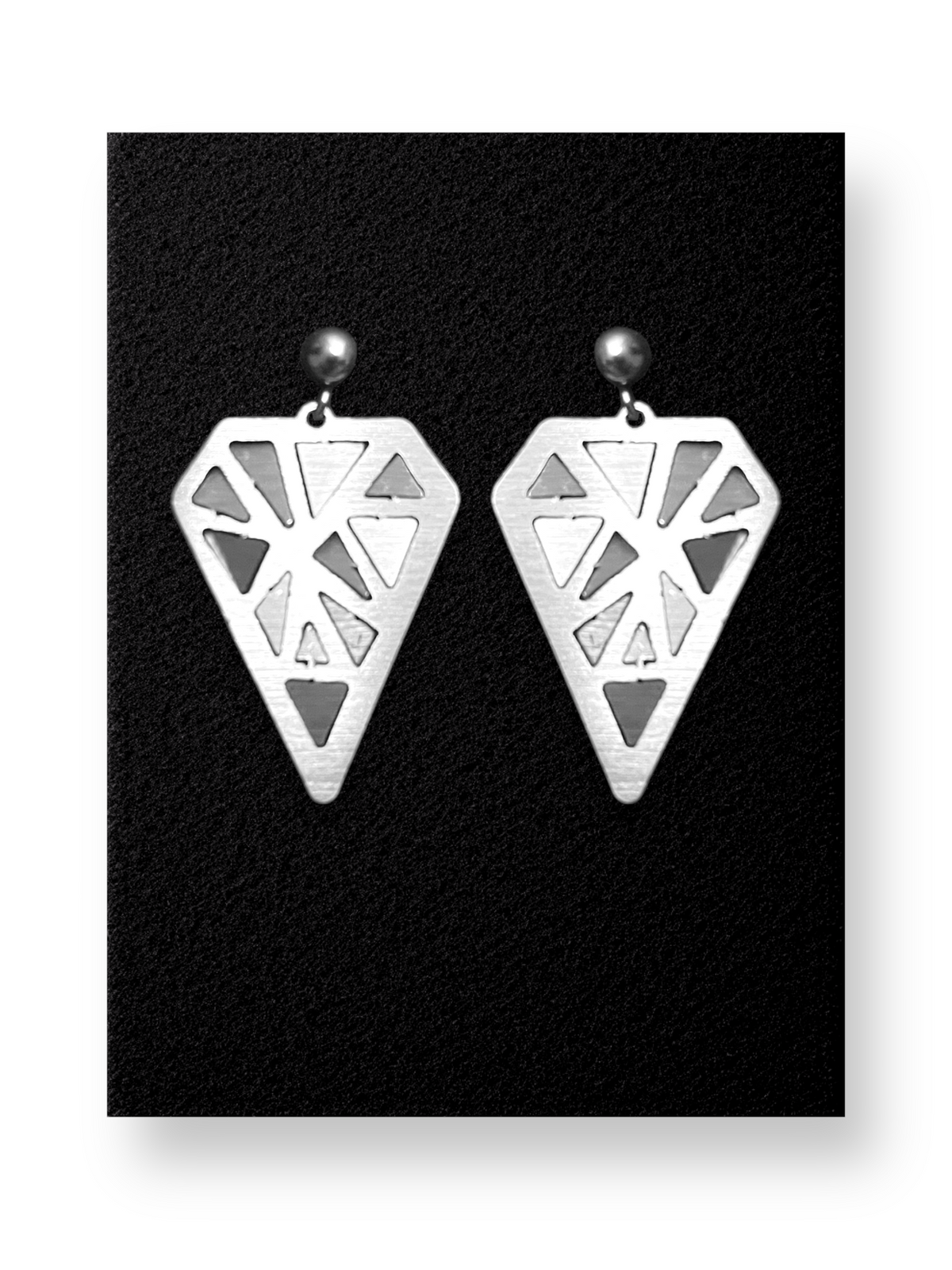 Diamond Mosaic Stainless Steel Earrings by  Ivaya