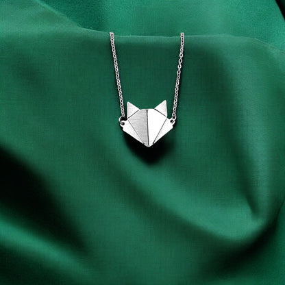 Κολιέ με αλυσίδα Origami Fox face