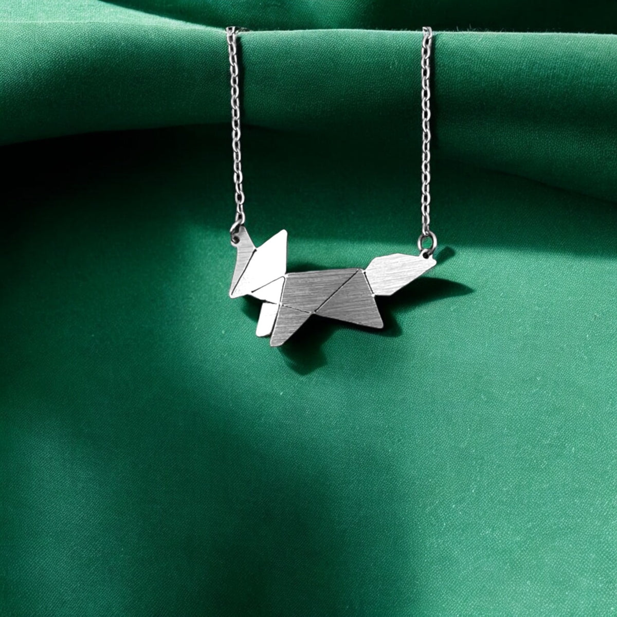 Κολιέ με αλυσίδα Origami Fox